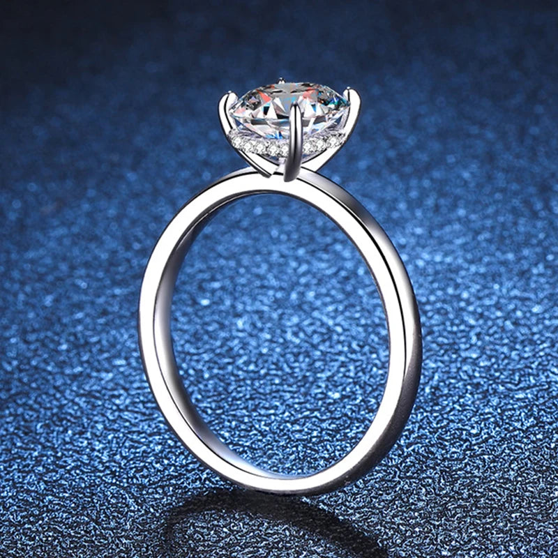 7x9mm 2ct Moissanite Ring S925 Sterling Silver Oval Cut Lab Diamond Wedding Rings for Women Engagement Promise Band Gift
