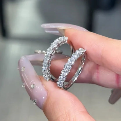 Pretty 1.5mm-5mm Full Moissanite Row Rings for Women S925 Silver Sparkling D color VVS1 Moissanite Diamond Women's Rings Gift