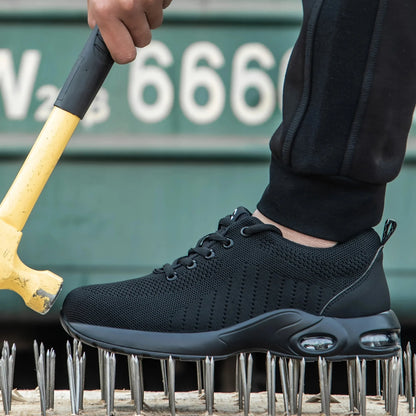 Summer Air Cushion Work Safety Shoes For Men Breathable Work Sneakers Steel Toe Shoes Anti-puncture Safety Protective Shoes