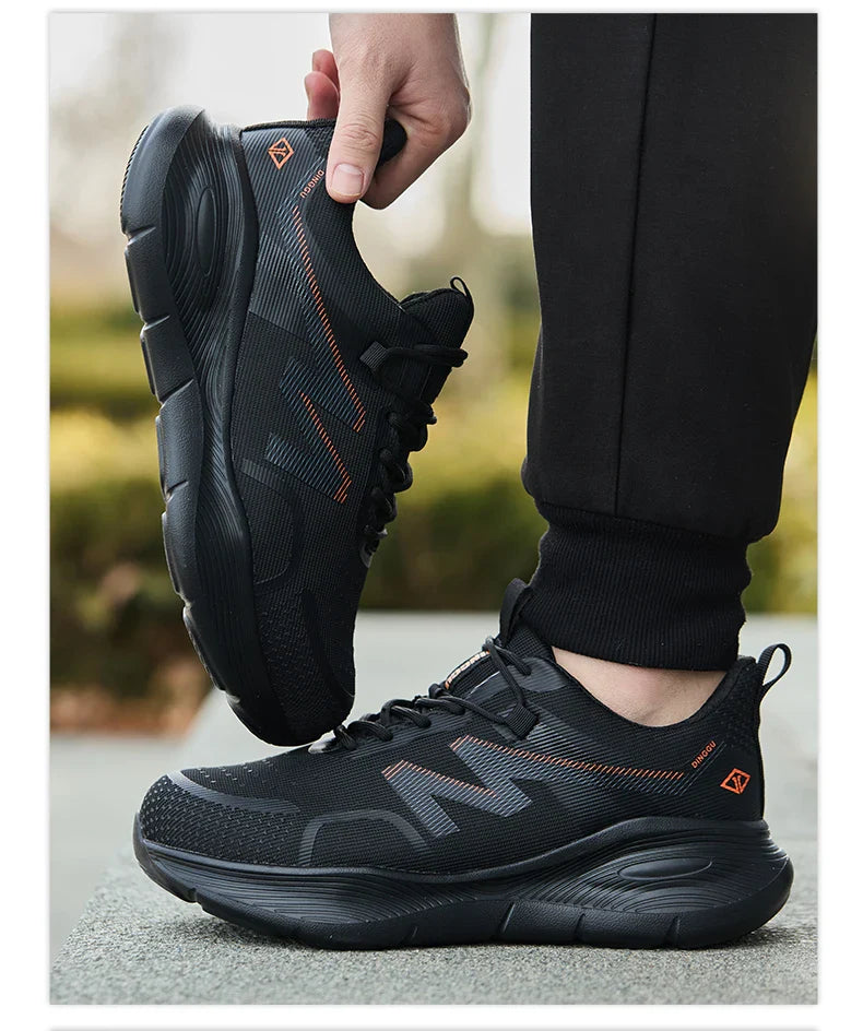 Work Safety Shoes Men Lightweight Indestructible Work Sneakers Security Steel Toe Shoes Safety Protective Boots Black Size 40-46