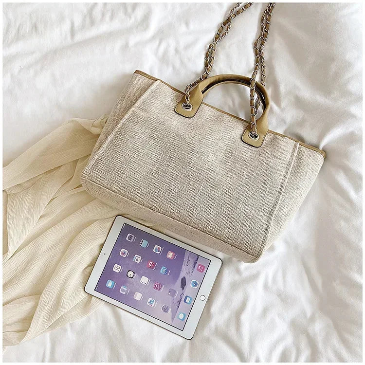 Fashion Make Up Designer Big Women's 2025 New Korean Fashion Casual Large Capacity Shoulder Crossbody Chain Tote Bag