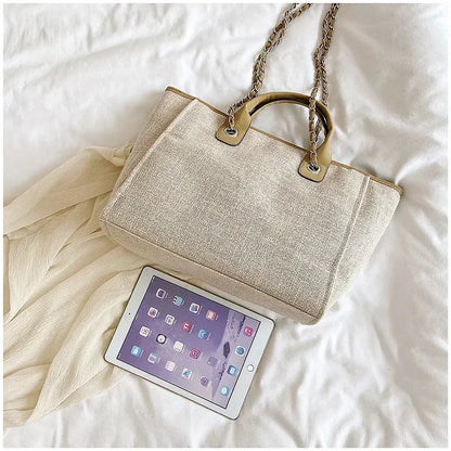 Fashion Make Up Designer Big Women's 2025 New Korean Fashion Casual Large Capacity Shoulder Crossbody Chain Tote Bag