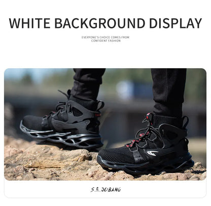New Breathable Men Boots Anti-smash Work Sneakers Safety Shoes With Steel Toe Cap Indestructible Work Boots Hiking Shoes