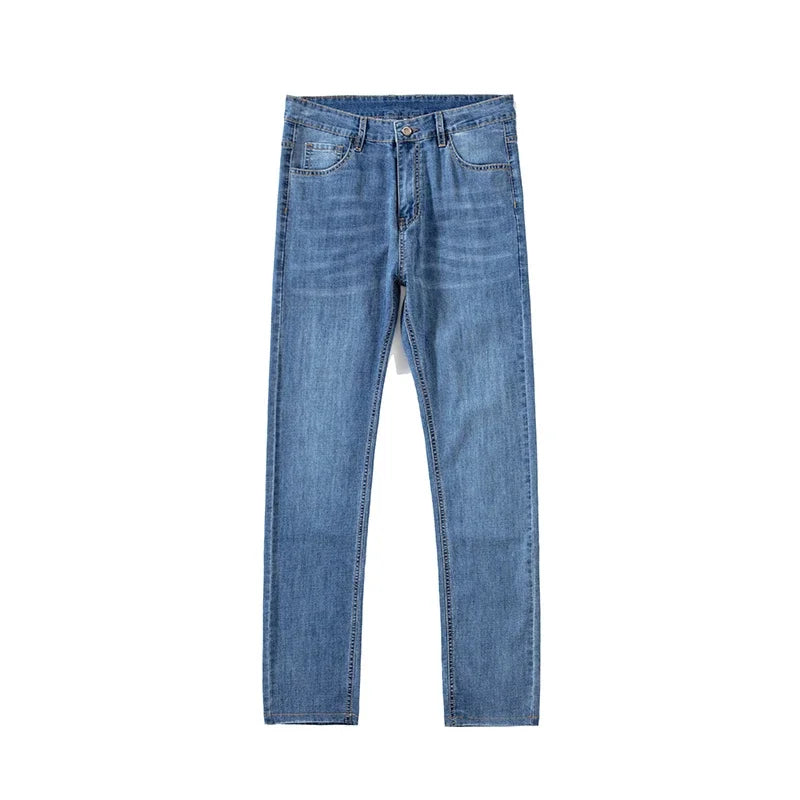 Summer Thin Mens Clothing Cowboys Slim Straight Jeans Men Denim Pants Casual Regular Fitness Men's Trousers Light Blue 2026 Y2K