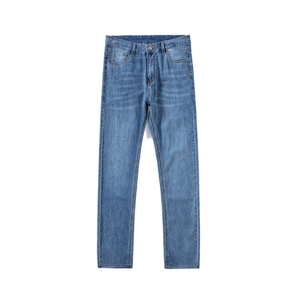 Summer Thin Mens Clothing Cowboys Slim Straight Jeans Men Denim Pants Casual Regular Fitness Men's Trousers Light Blue 2026 Y2K
