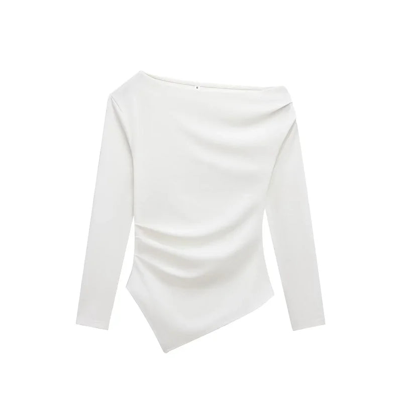 Women's Sexy Elegant Tops 2025 Spring Long Sleeve Pullovers Fashion Casual Y2k White Black Red Green Tops For Female