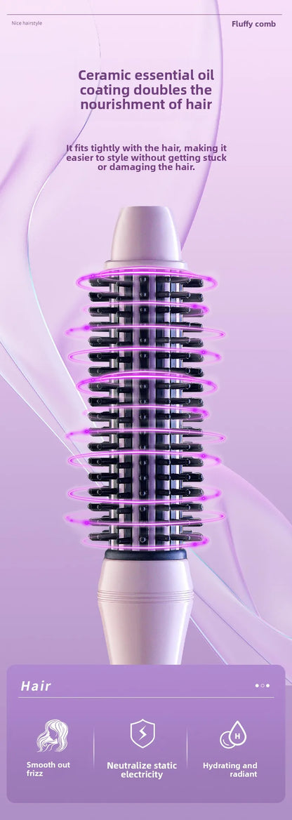 1.5 Inch 2-in-1 Thermal Brush Professional Negative Ion Curling Iron Brush Heated Round Brush for Blowout Volumizing, Portabl