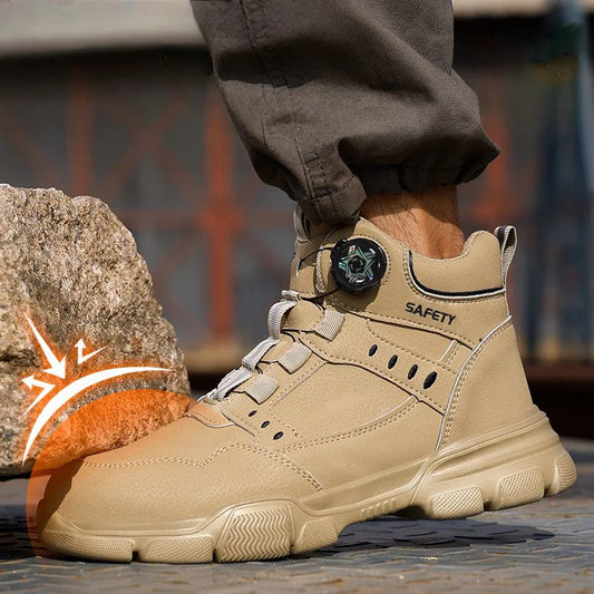 Rotating Button Style Protective Shoes Men Safety shoes Anti-Smash Puncture-Proof Indestructible Work Boots Steel Toe Men Shoes