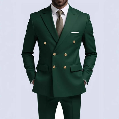 Fashion New Men's Leisure Boutique Business Banquet Solid Color Wedding Double Breasted Slim Fit Suit Blazers Jacket Pants