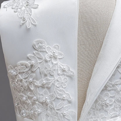 Teenage Girls Sequins Embroidery Bridesmaid Long White Dress For Flower Kids Wedding Party First Communion Birthday Vestidos
