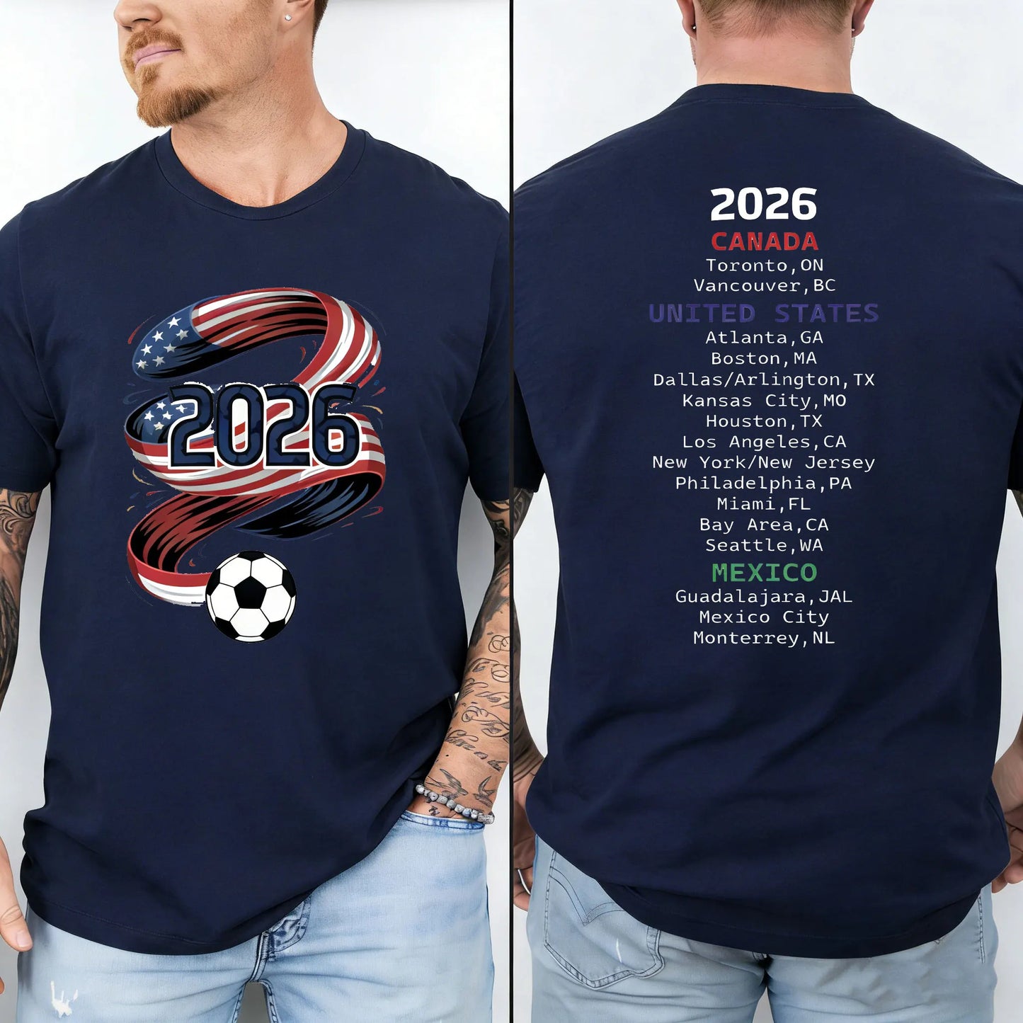 2026 Soccer Part Supplies T-shirts North America Soccer T-Shirt Host Cities List Soccer Fan Gift Shirt Apparel Graphic T Shirts