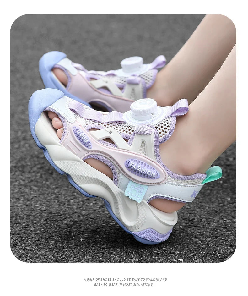 Summer Breathable Children's Sandals 5-16Y Boys' Fashion Beach Water Shoes Non Slip Outdoor Soft Bottom Sports Sandal Shading