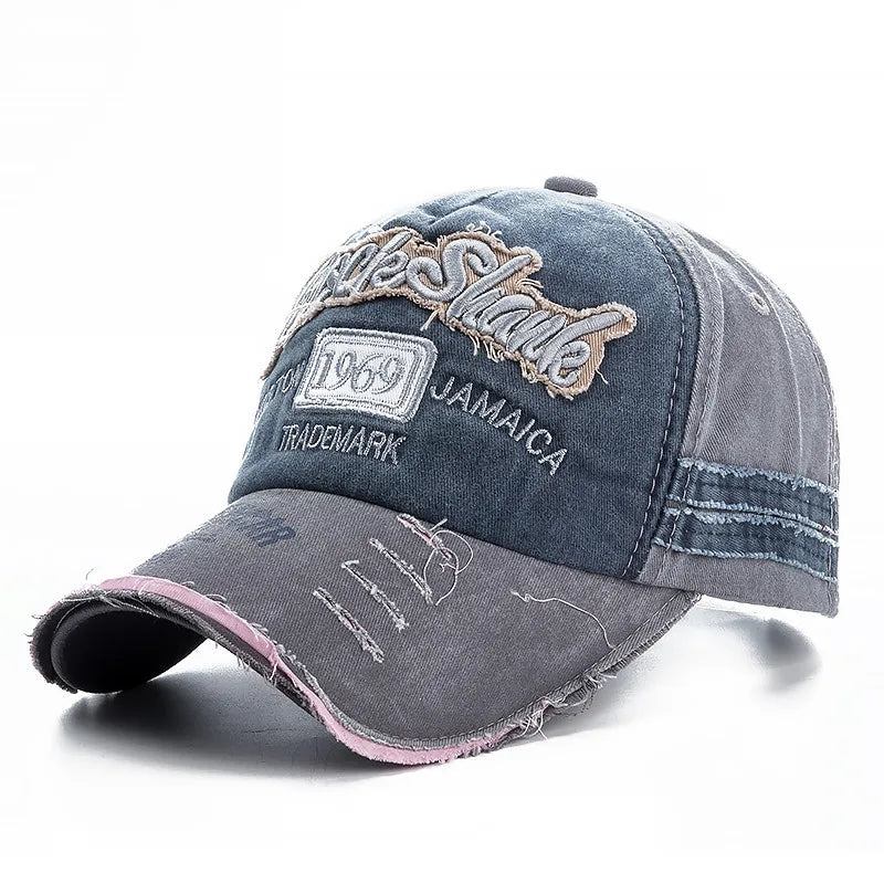 2025 High Quality Washed cowboy letters Cotton Cap For Men Women Adjustable Autdoor Sun protection hat Rock Shark Baseball Caps