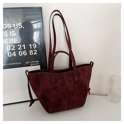 2025 Hot Sale Autumn Soft Women's Handbags Faux Suede Solid Color Large Capacity Shoulder Bag Casual Versatile Ladies Bags
