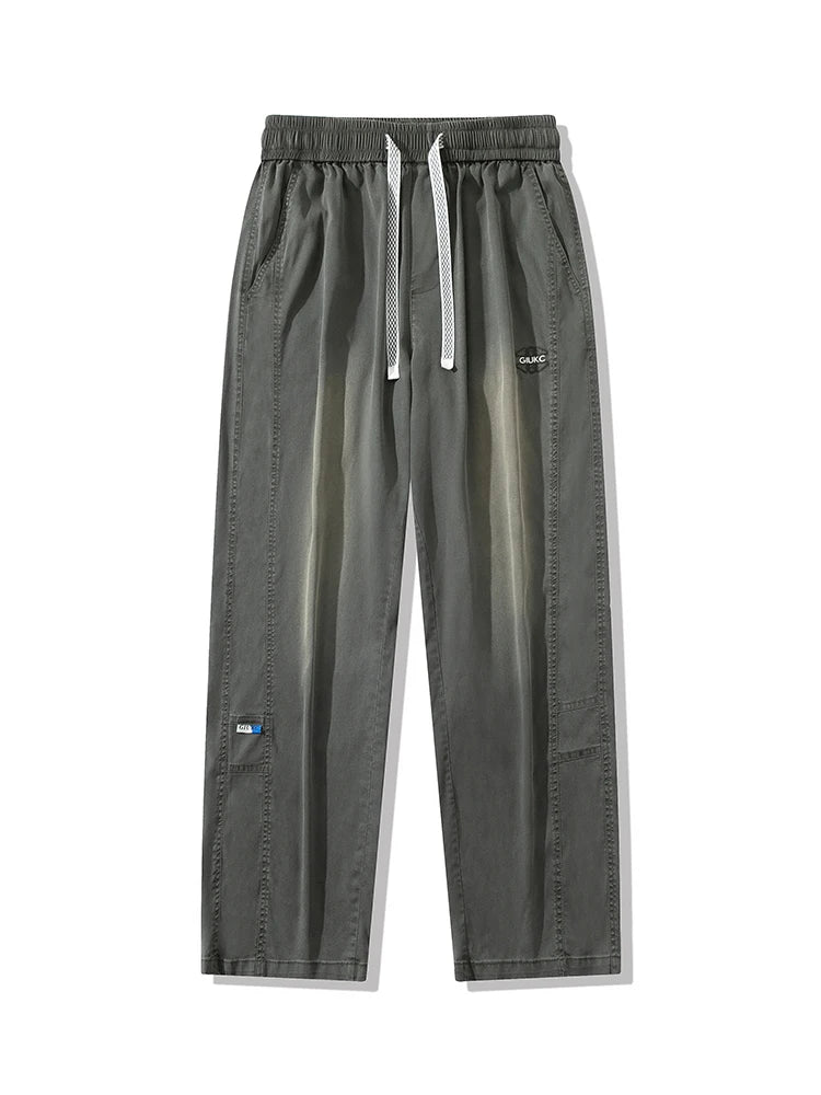 Summer Lyocell Men's Jeans Soft Elastic Washed Casual Pants Loose Lightweight Embroidery Wide Leg Straight Denim Trousers