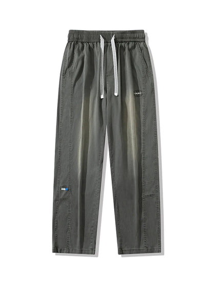 Summer Lyocell Men's Jeans Soft Elastic Washed Casual Pants Loose Lightweight Embroidery Wide Leg Straight Denim Trousers