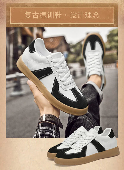 Invisible Height-Increasing Shoes 8cm German Training Shoes for Men, Summer Breathable Casual Sneakers, Genuine Leather Retro Versatile Forrest Gump Shoes 6cm