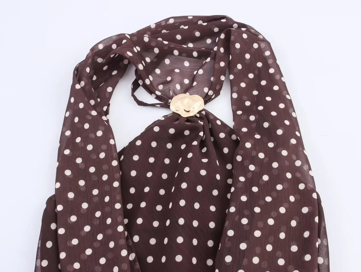 2025 New Women's Clothing European and American Style Versatile Backless Suspender Polka Dot Halter Neck Top