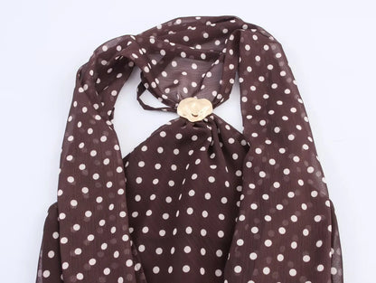 2025 New Women's Clothing European and American Style Versatile Backless Suspender Polka Dot Halter Neck Top