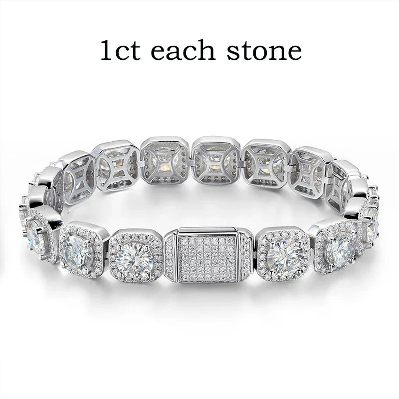 4/5/6.5mm Full Diamond 100% Real Moissanite Bracelets for Men Women Classic Luxury Bangles Pure 925 Sterling Silver Chain