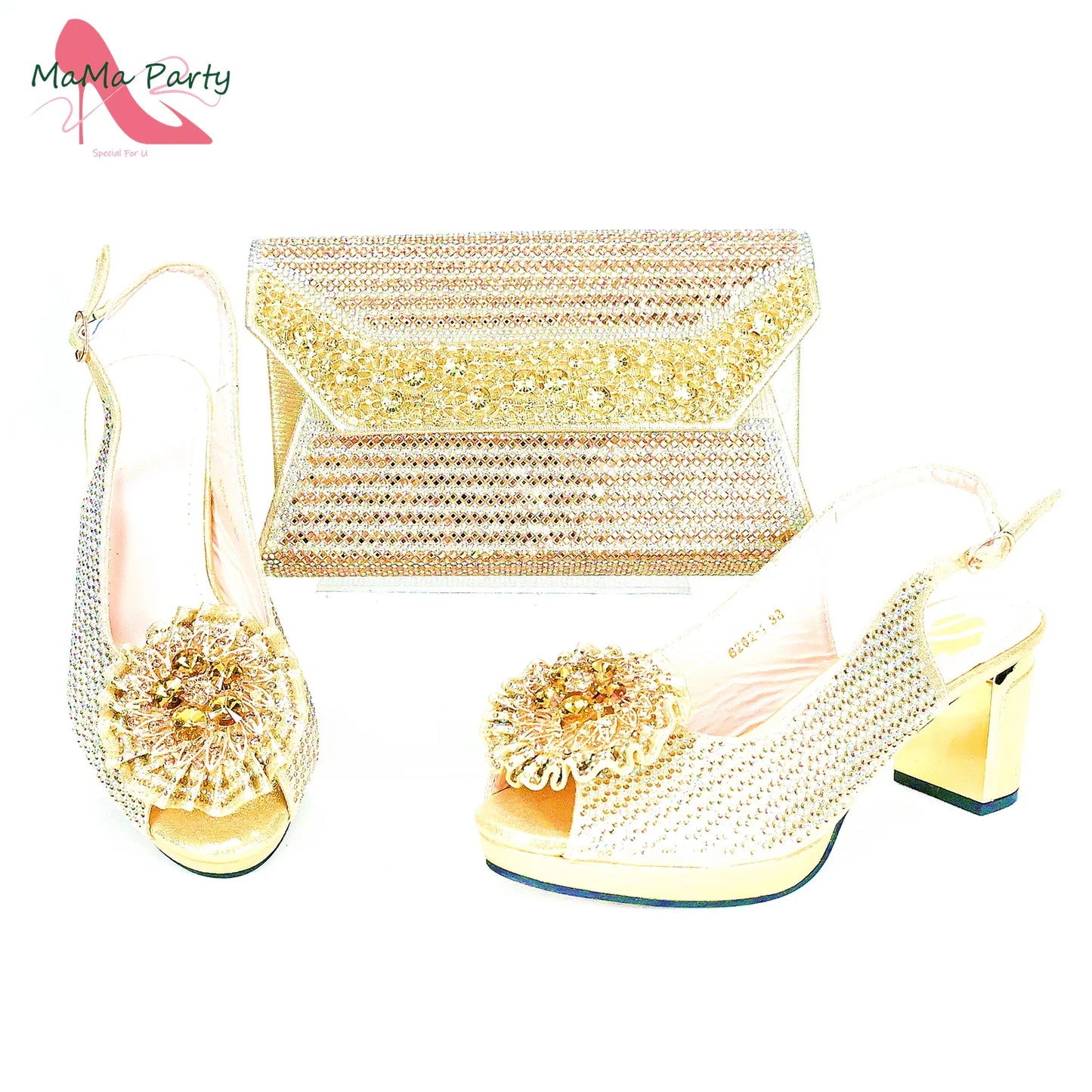Italian Women Shoes Matching Bag Set in Green Color 7 CM Comfortable Heels with Plaform Elegant Peep Toe Sandals