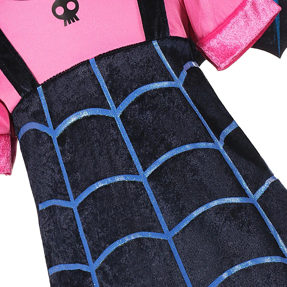 Girls Junior Vampirina TV Series Inspired Dress with Wings Little Vampire Kids Cosplay Costume Play Bat Design Halloween Apparel