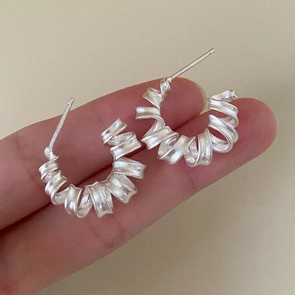 New 925 Sterling Silver Hoop Earrings Pearl Droplet Irregular Vintage Punk For Women Girl Gift Jewelry Dropshipping Wholesale