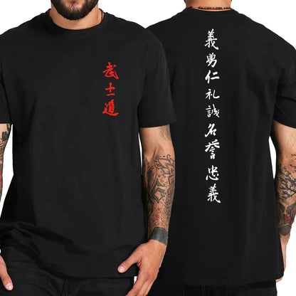 T Shirt Cool Japanese Front Back Print 100% Cotton EU Size New Design Chinese Culture Tshirt 42841