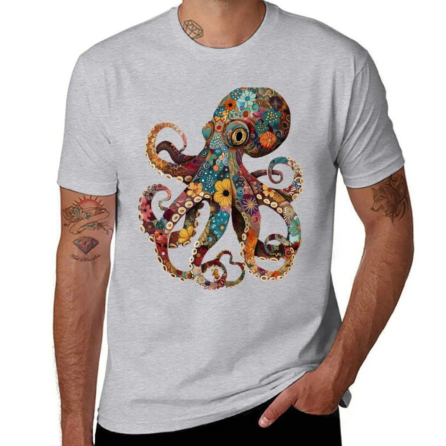 Full color octopus T-Shirt quick drying korean fashion summer tops Aesthetic clothing funny t shirts for men