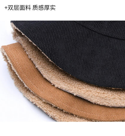 Double-sided Wearable Dad Winter Fisherman Hat Woman Corduroy Fur Bucket Hats Men Big Size Panama Hats Lady Warm Snow Hat