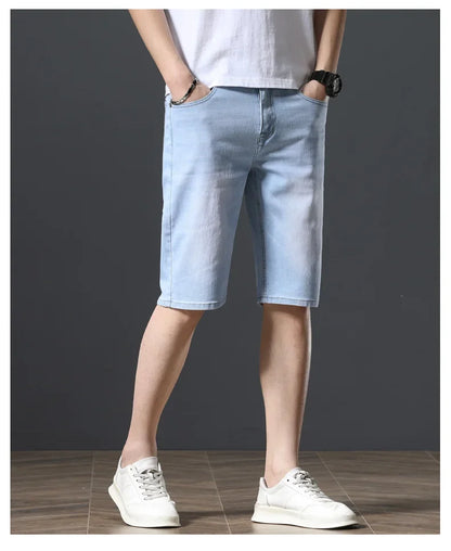 2025 New Summer Brand Stretch Thin Bermuda Masculina Cotton Denim Jeans Men Knee Length Soft Ropa Hombre Shorts