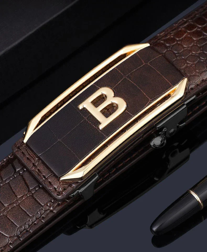 Men's Belt Automatic Buckle Belt High-Quality Trendy Crocodile Pattern Belt Fashionable Jeans Strap Men's Accessories