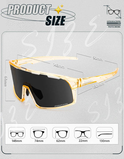 Photochromic Cycling Sunglasses Cycling Glasses UV400 Bicycle Eyewear Sports MTB Outdoor Bike Goggles Sunglasses Eyepieces