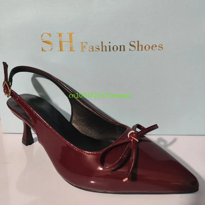 Bow Pointed Toe High Heels Sandals Women Brand Designer Shoes Fashion Slides Sexy Slingback Shoes Elegant Mules Sandals Female