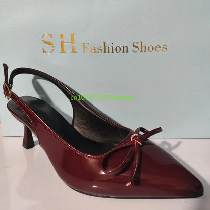 Bow Pointed Toe High Heels Sandals Women Brand Designer Shoes Fashion Slides Sexy Slingback Shoes Elegant Mules Sandals Female