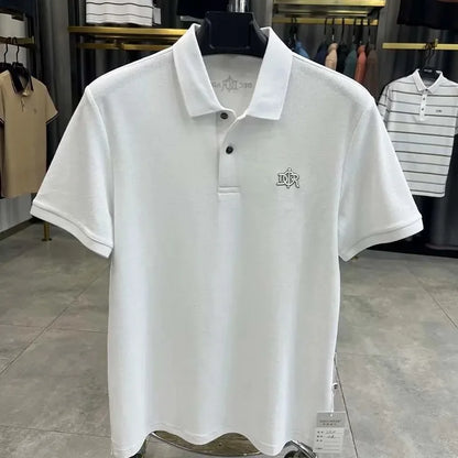 Designer brand 100%cotton short sleeve polo shirt summer trend letter embossed lapel top casual golf T-shirt business men's wear