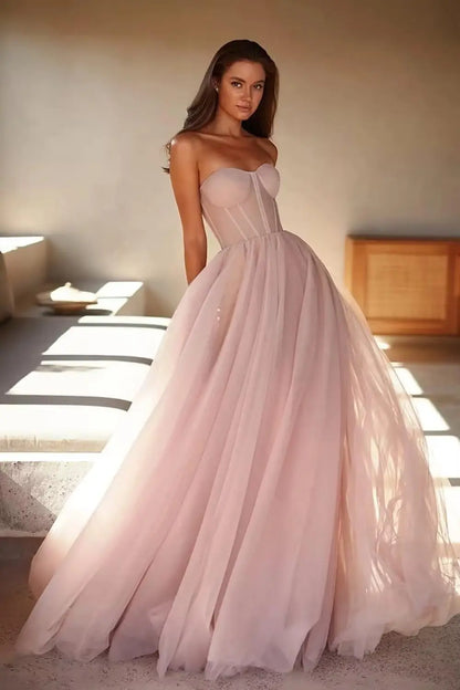 Vestidos de Baile Tomara que Caia Femininos 2026 Vestido de Festa Longo de Tule com Decote Coração para Eventos Formais Vestido de Festa de Luxo