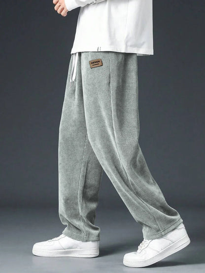Men's spring autumn Corduroy Sweatpants  Drawstring Straight Loose Track Pants Casual Thermal Trousers for Daily wear