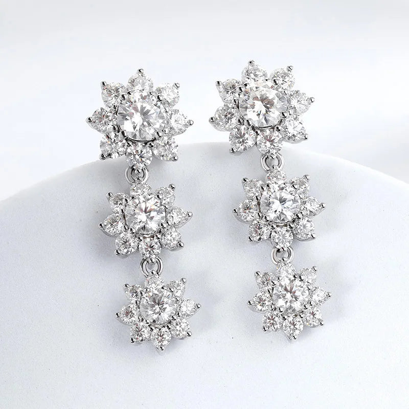 Full Moissanite Jewelry Set 925 Sterling Silver Sunflower Necklace Bracelet Earring Sets For Women Fine Jewelry GRA Tested