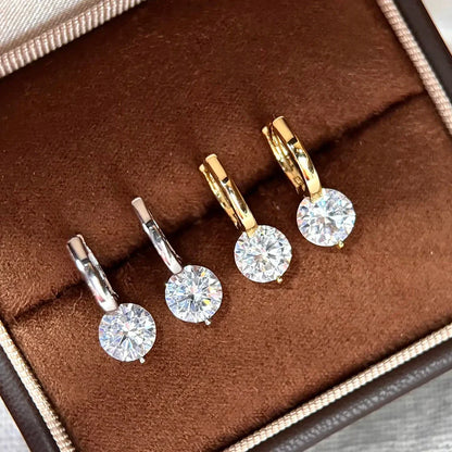 GRA Cerfied 2carat Moissanite Hoop Earrings for Women 925 Sterling Silver 8mm Sparkling Lab Diamond Huggies Earring Fine Jewelry
