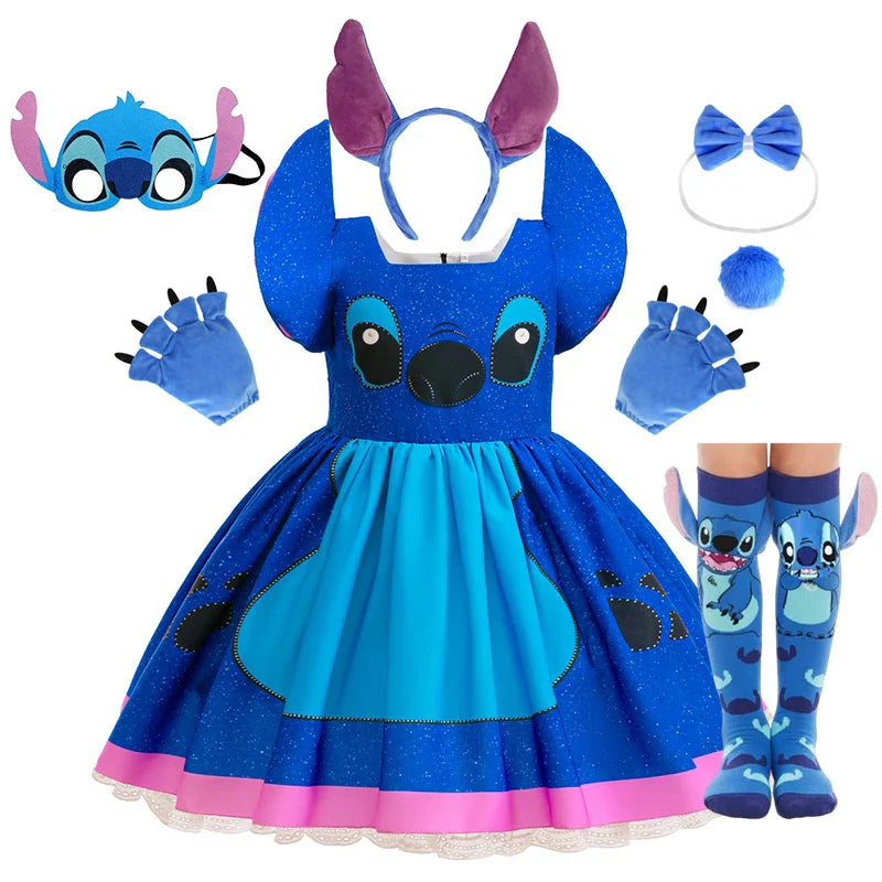 Baby Movie Stitch Role Playing Costume Sets Cartoon Cute Princess Dress Stage Performance Purim Carnival Kids Dress