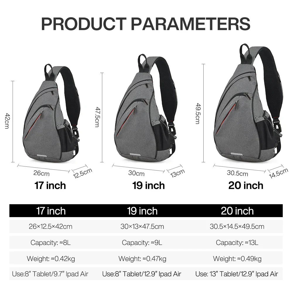 Men One Shoulder Backpack Women Sling Bag Crossbody USB Boys Cycling Sports Travel Versatile Fashion Student School