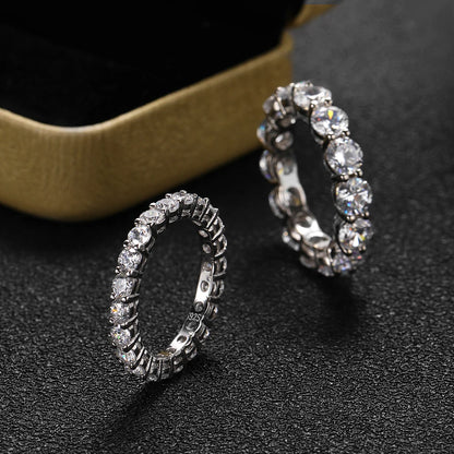 Luxury 2.2cttw 3mm Moissanite Full Enternity Diamond Engagement Ring For Women S925 Silver Wedding Band Rings Fine Jewelry