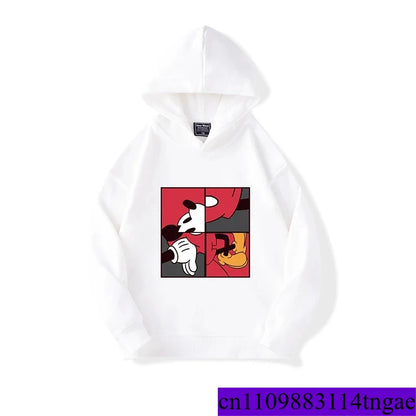 Cartoon Cute Mickey Print Boys Girls Casual Fleece Hoodie Autumn and Winter Outdoor Fashion Warm Kids Pullover Top