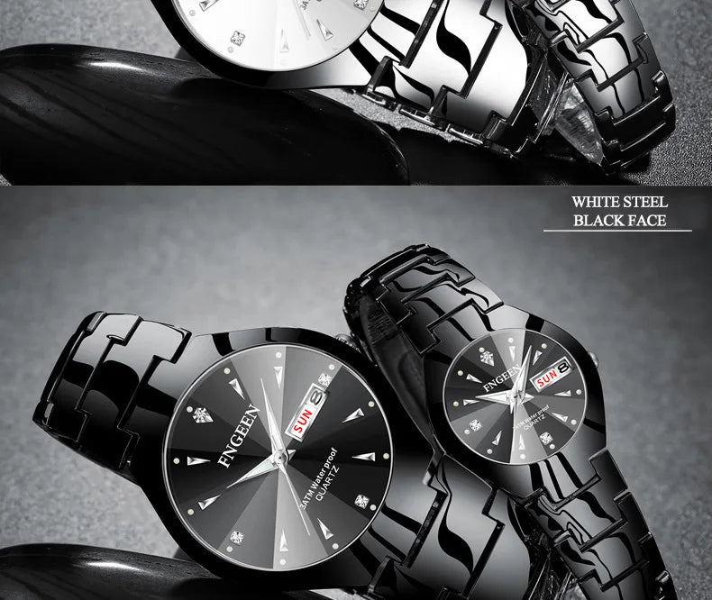 5808 Relogio Feminino Couple Watch Men Quartz watch for Lovers Luxury Womens wristwatch Stainless Steel Waterproof