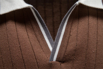 Men's Polo Shirt 100% Cotton Soft Skin Friendly Solid Color Collar Elegant Casual Old Money Style Men Clothing