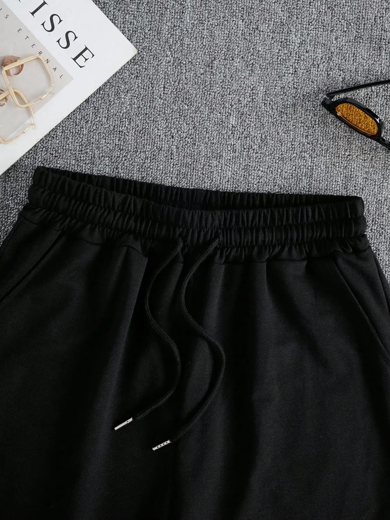 Plus size Women Shorts Summer High Elastic Lace Up Drawstring Wide Leg Sweat Fitness Running Shorts Loose Casual Sports Pants
