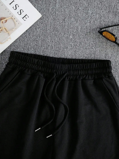 Plus size Women Shorts Summer High Elastic Lace Up Drawstring Wide Leg Sweat Fitness Running Shorts Loose Casual Sports Pants