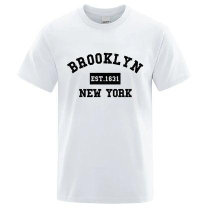 Brooklyn Est. 1631 New York Letter Print T-Shirt Man Casual Loose T-Shirts Summer Cotton Tops Fashion Breathable Tee Clothing