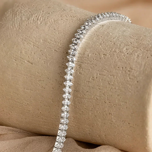0.1/0.15carat Marquise Cut Moissanite Diamond Tennis Bracelets with Certifcate S925 Silver Bridal Wedding Bracelet for Women